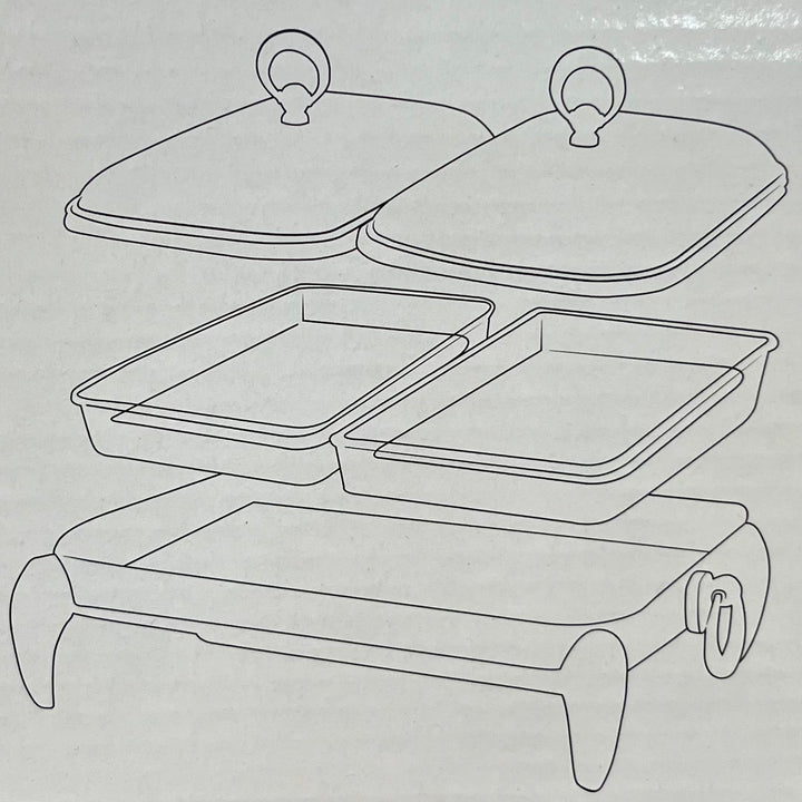 Rustfrit Stål Madvarmer/Fyrfadesæt 3 Dele | 3 L | Rektangulær | Sølv/Guld | Rechaud Calef
