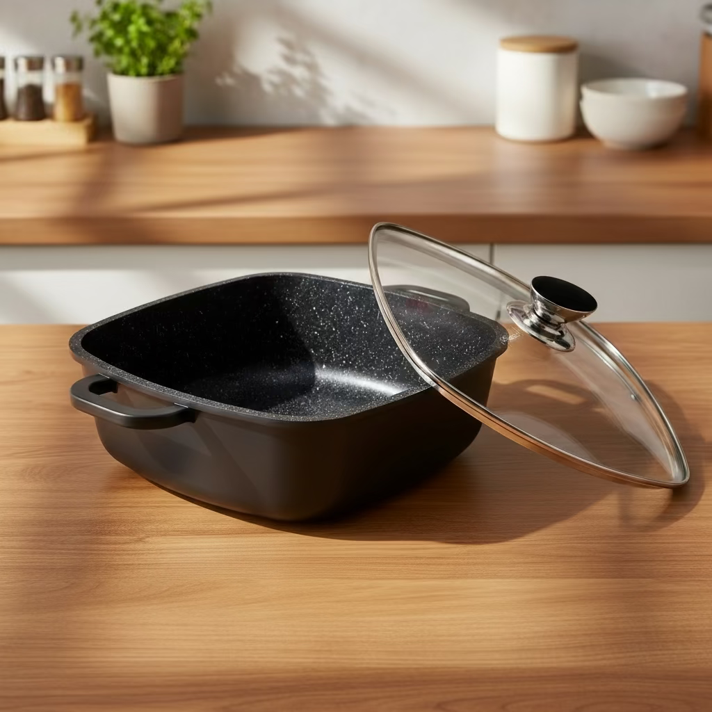 Trendmax Kvadratisk Gryde m/Glaslåg 7 Liter 28 cm