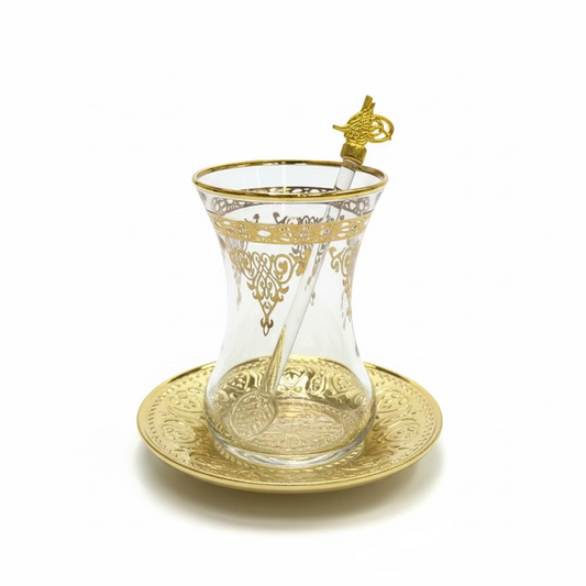 Dalgic 718/2A Tesæt i Guld | 18 dele | Glas/Metal