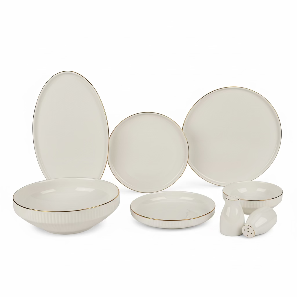 Alara Vera Porcelænssæt 6 Personer - 28 dele - Hvid/Guld