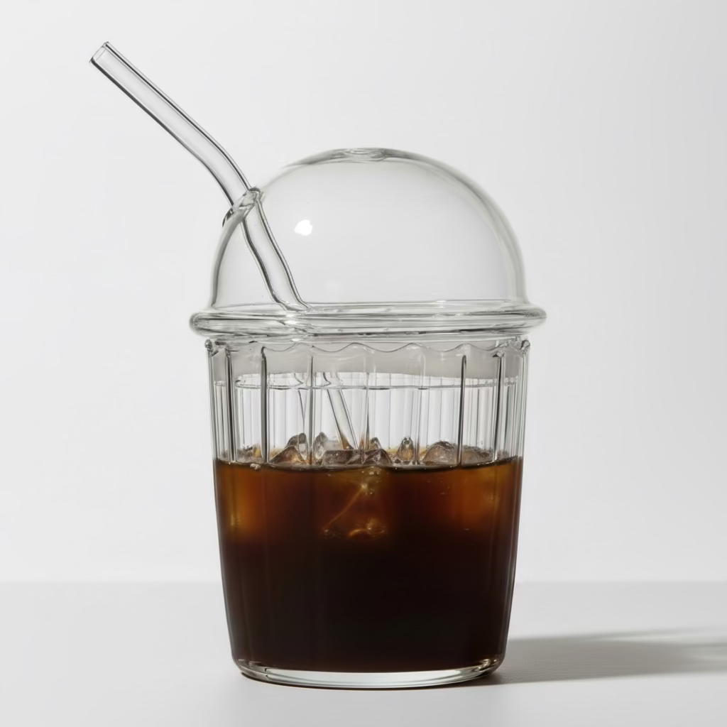 Almina Vivien Drikkeglas m/Sugerør og Låg - 500 ml.