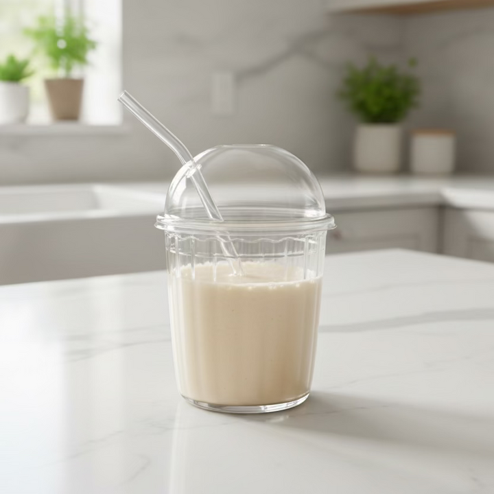 Almina Vivien Drikkeglas m/Sugerør og Låg - 500 ml.