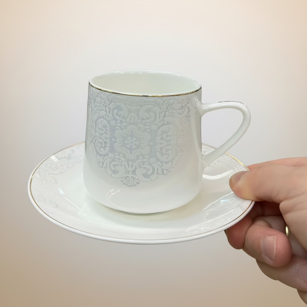 Schäfer Porcelæn Kaffesæt Mønstret m/Gulddetaljer (12 Dele)